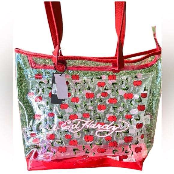 BRAND NEW - Ed Hardy Cherry-Cherries Zip Top Tote Bag - Picture 3 of 4